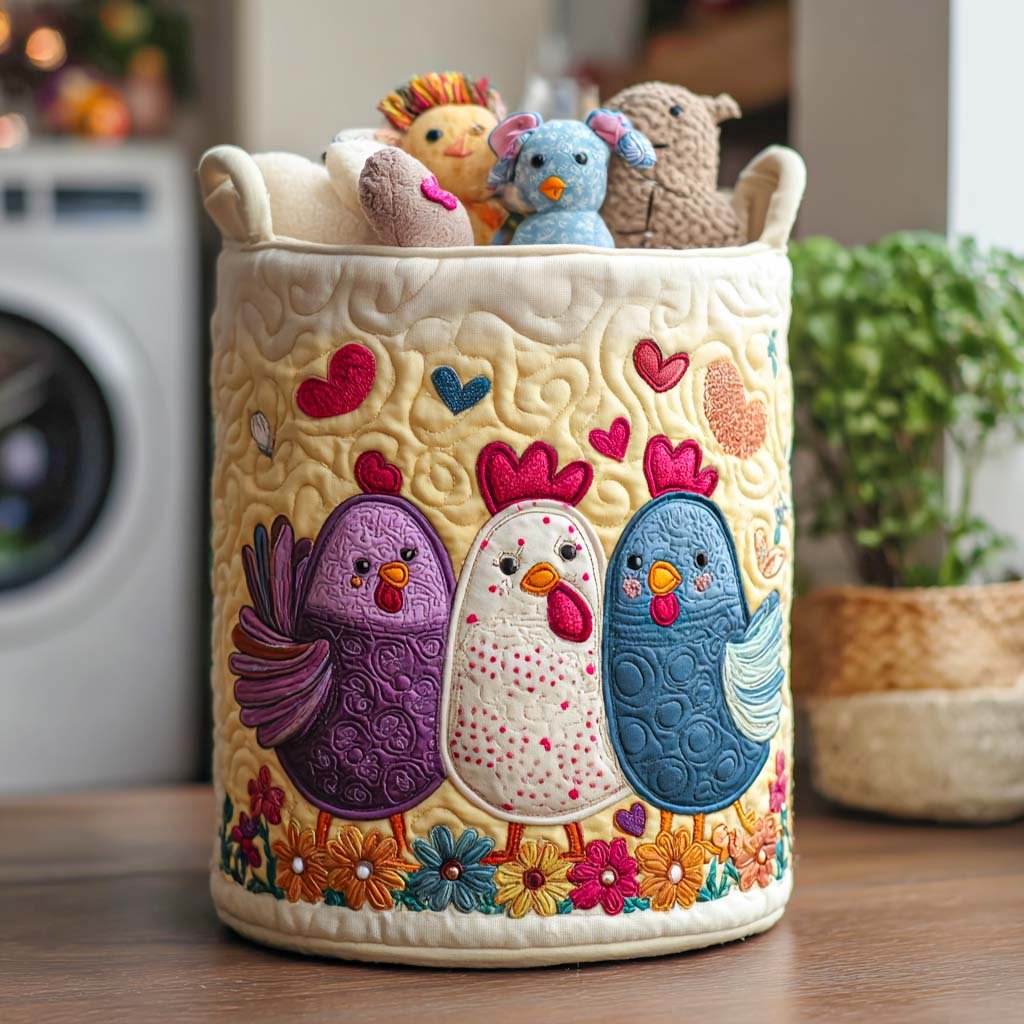 Feathered Fancy Quilted Laundry Basket Ideal Gift For Mom
