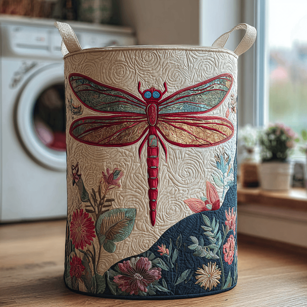 Dragonfly Fields Quilted Laundry Basket Mother�s Day Merch Gift