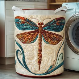 Dragonfly Charm Quilted Laundry Basket Merch For Family