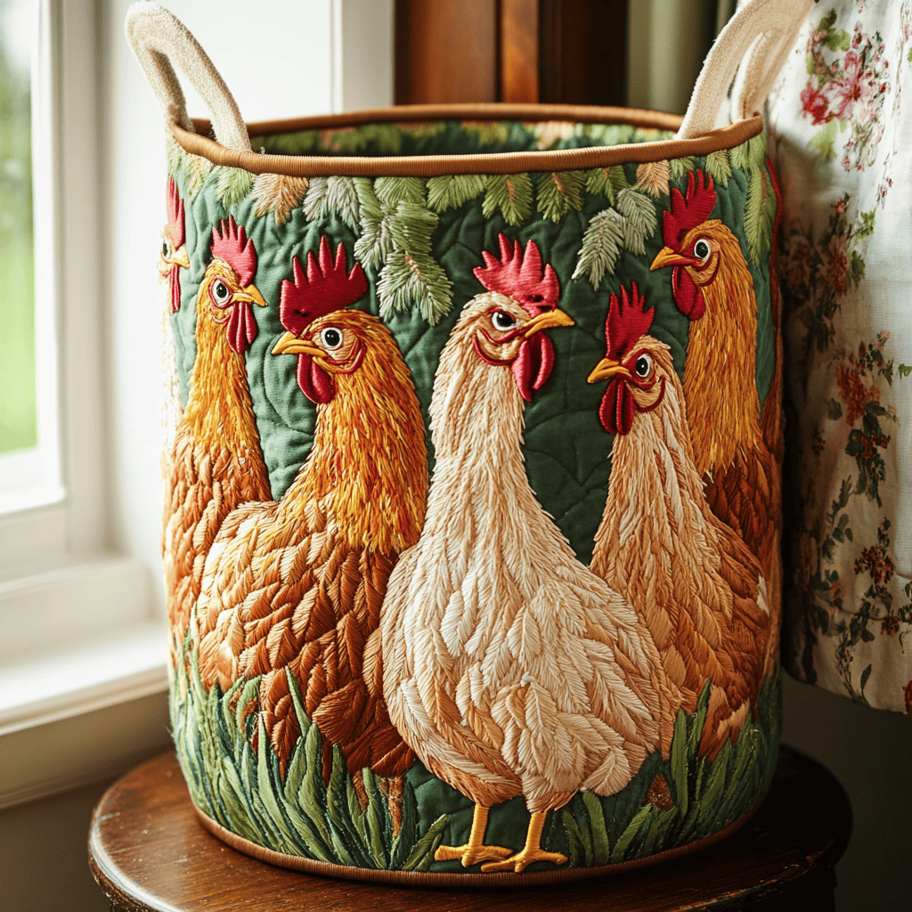 Feather Friends Quilted Laundry Basket Perfect Birthday Gift Idea