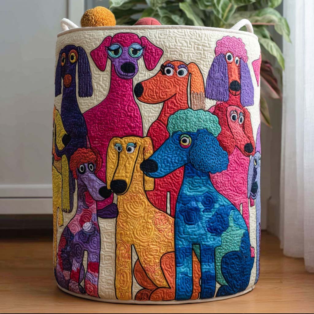 Doodle Paws Quilted Laundry Basket Valentine�s Day Merch Gift