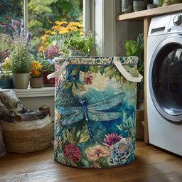 Dragonfly Charm Quilted Laundry Basket Merch For Her