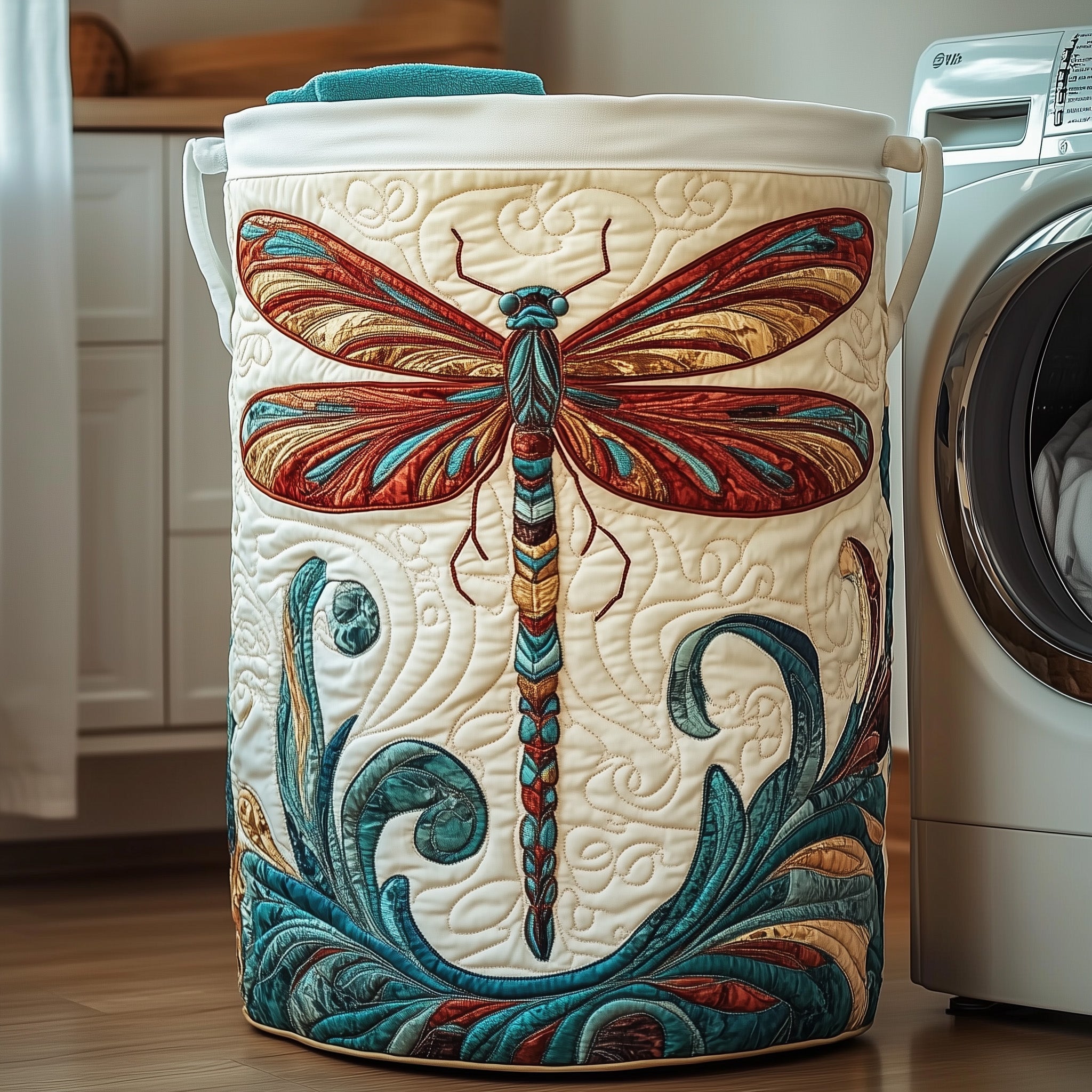 Dragonfly Charm Quilted Laundry Basket Back To School Merch