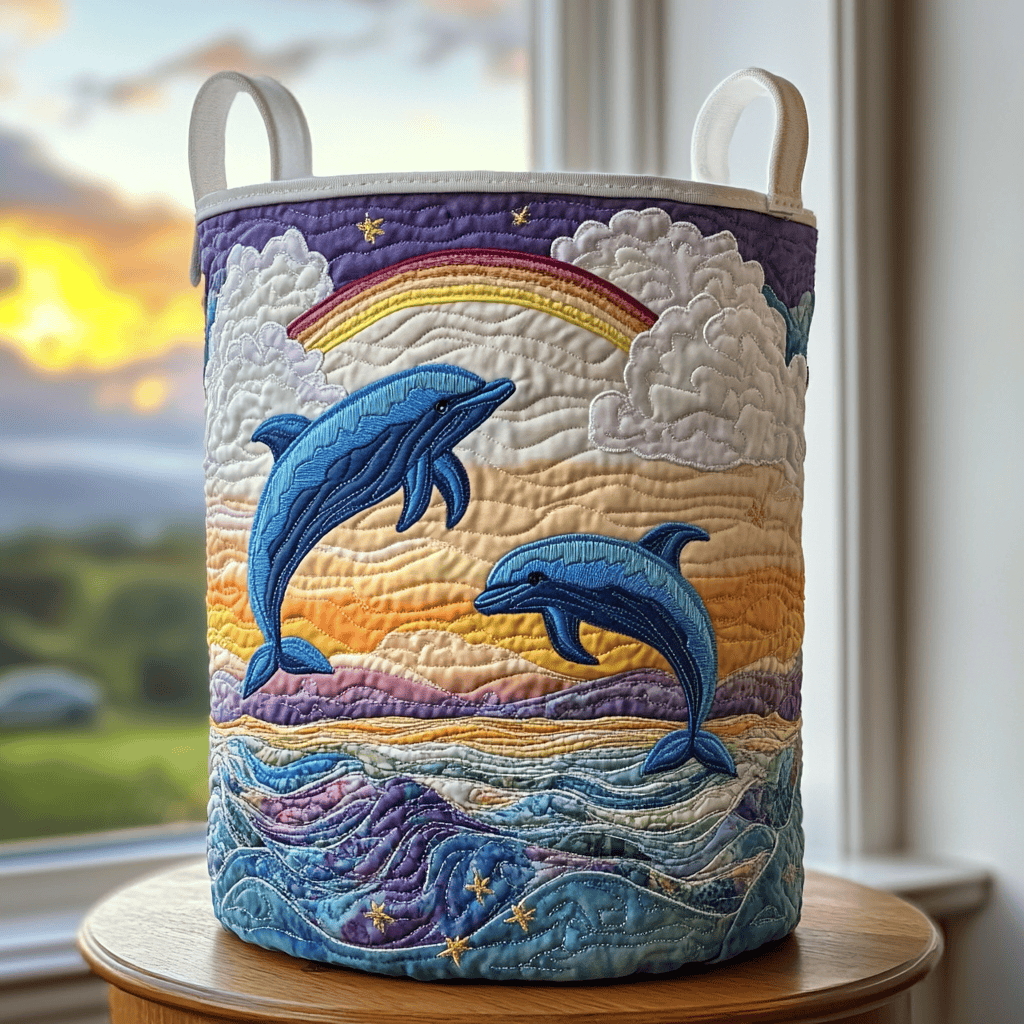 Dolphin Crest Quilted Laundry Basket Holiday Season Merch