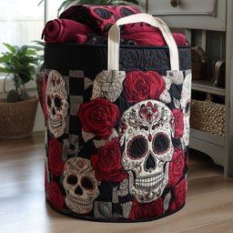 Crimson Cranium Quilted Laundry Basket Mother�s Day Merch Gift
