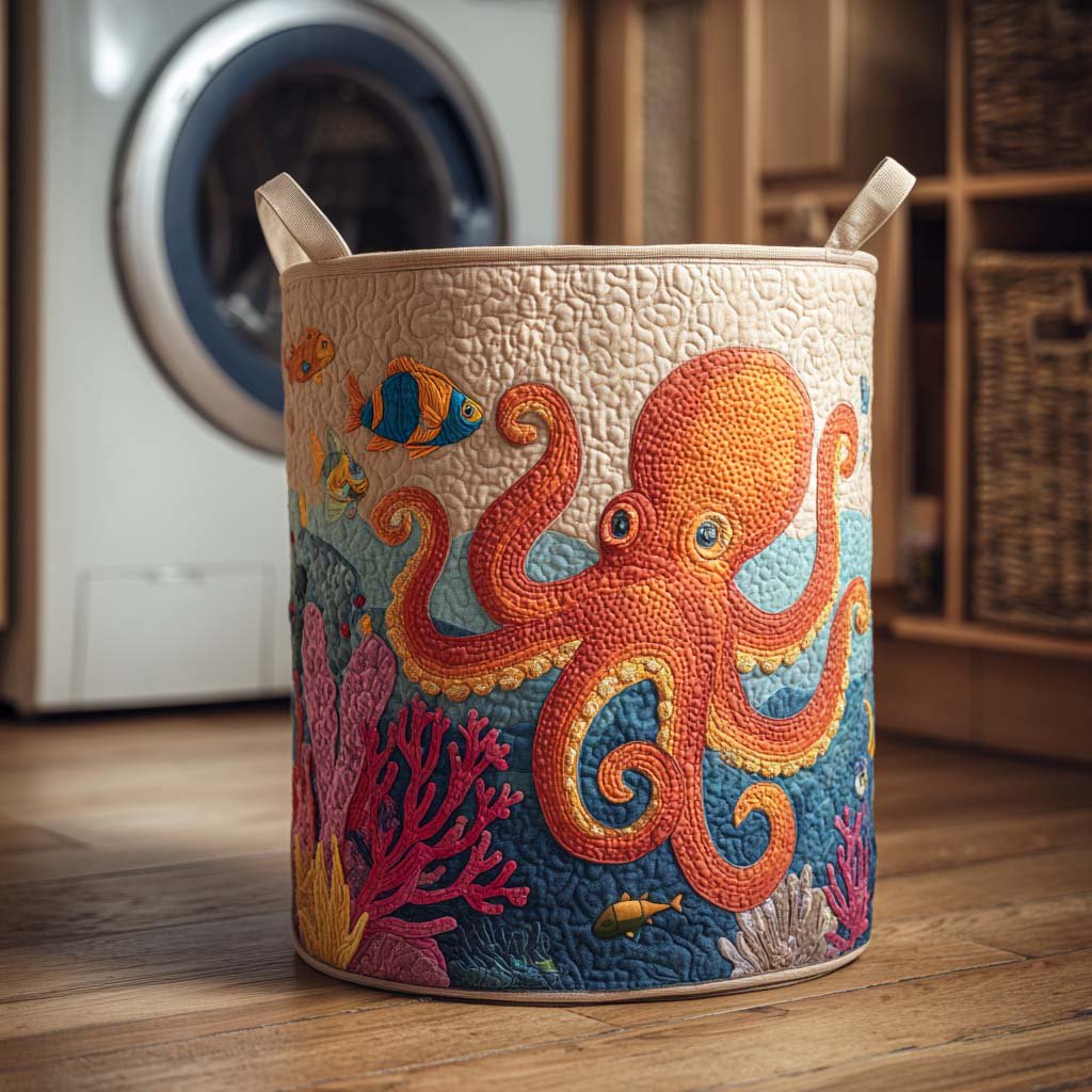 Deep Sea Grip Quilted Laundry Basket Merch For Friends