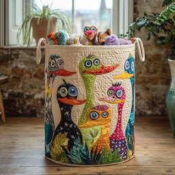 Duckling Doodles Quilted Laundry Basket Merch For Him