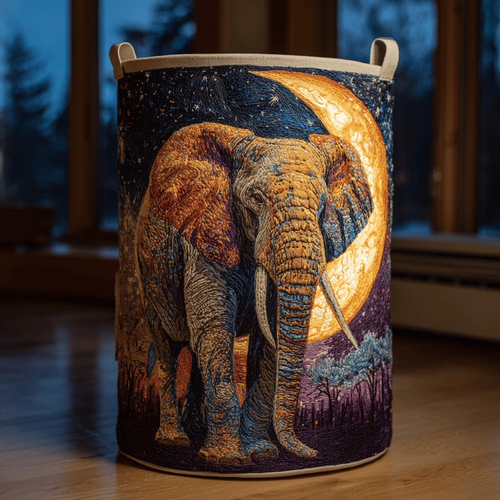 Elephant Glory Quilted Laundry Basket Birthday Merch Gift