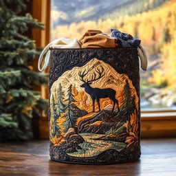 Elk Ridge Walk Quilted Laundry Basket Birthday Merch Gift