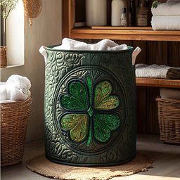 Emerald Luck Quilted Laundry Basket Anniversary Merch Gift