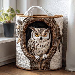 Cozy Owl Quilted Laundry Basket Holiday Favorite Gift