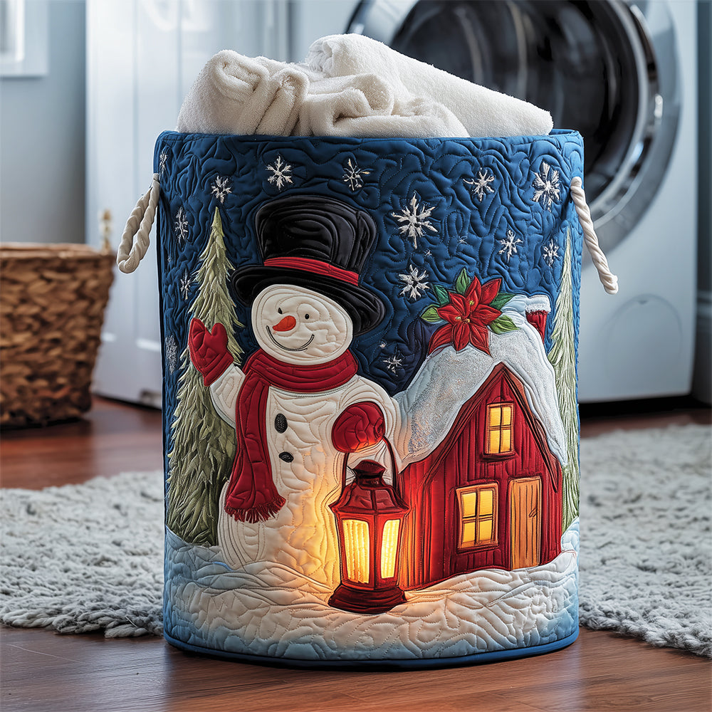 Cozy Winter Couple Quilted Laundry Basket Birthday Merch Gift