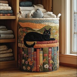 Cozy Cat Quilted Laundry Basket Back To School Merch