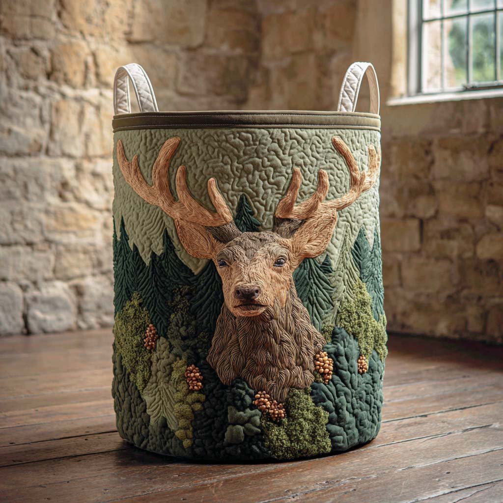 Moss And Majesty Quilted Laundry Basket Thanksgiving Merch Gift