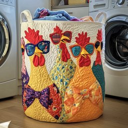 Whimsical Chicken Quilted Laundry Basket Gftotg393 Must-Have Laundry Essential