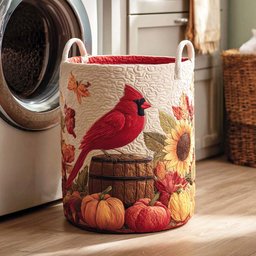 Scarlet Feather Quilted Laundry Basket Merch For Friends