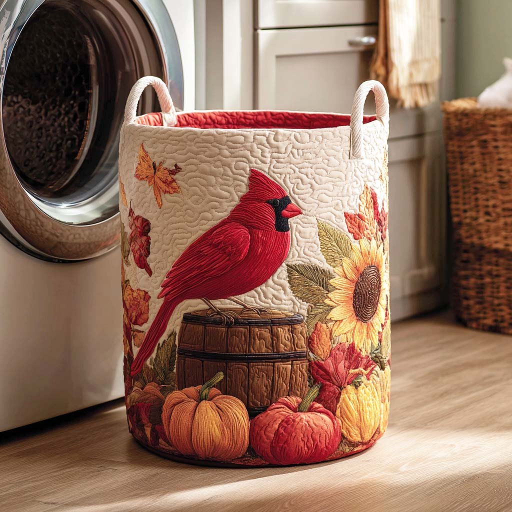 Scarlet Feather Quilted Laundry Basket Merch For Friends