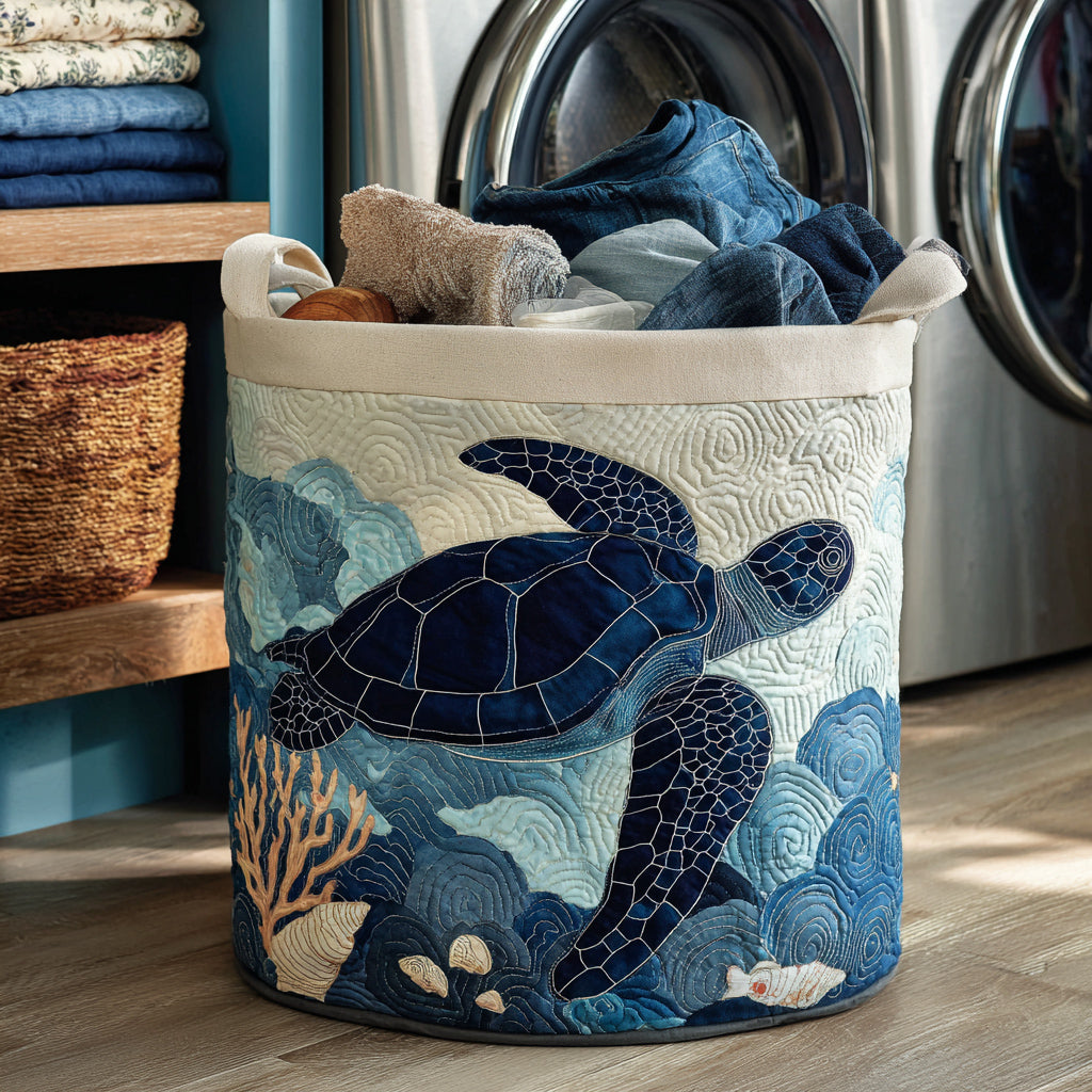 Marine Turtle Quilt Quilted Laundry Basket Fall Merch Pick