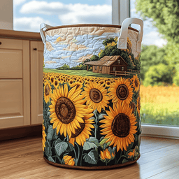 Sunflower Bliss Quilted Laundry Basket Father�s Day Merch Gift