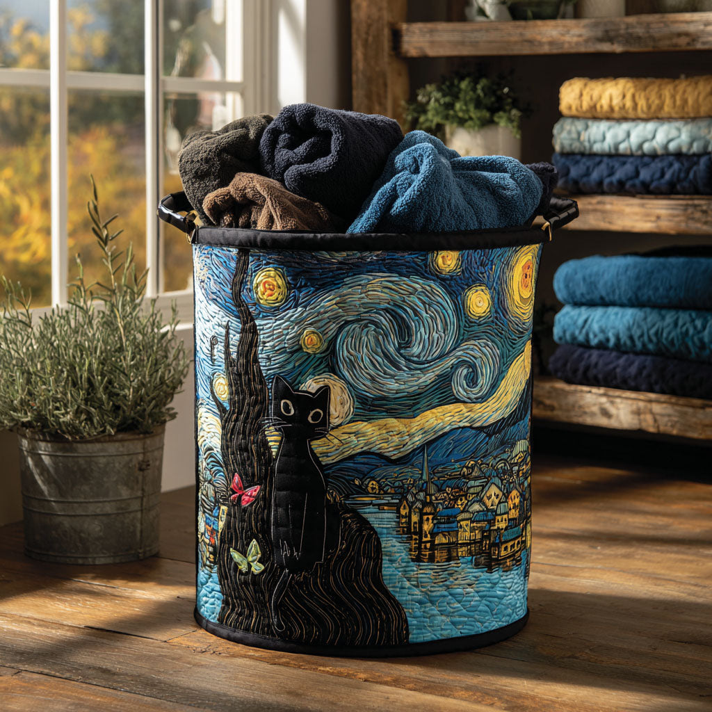 Whiskers In The Wind Quilted Laundry Basket Ideal Present For Newlyweds