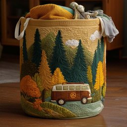Forest Escape Quilted Laundry Basket Halloween Merch Gift