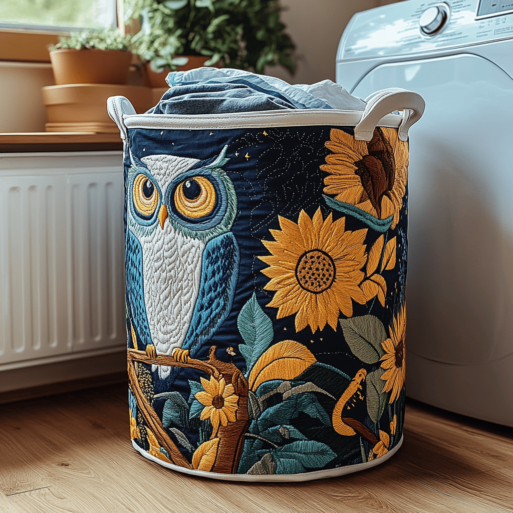 Golden Owl Quilted Laundry Basket Excellent Gift For Her