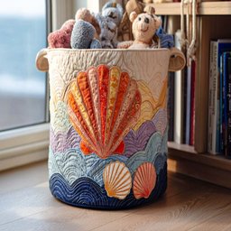 Golden Shell Days Quilted Laundry Basket Ideal Gift For Mom