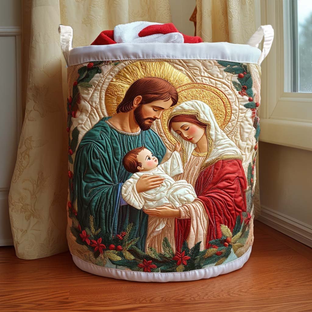 Joyful Birth Quilted Laundry Basket Merch For Home And Living