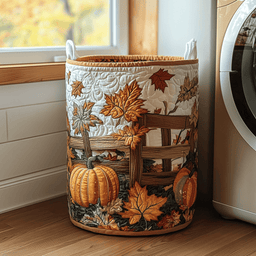 Pumpkin Charm Quilted Laundry Basket Merch For Family