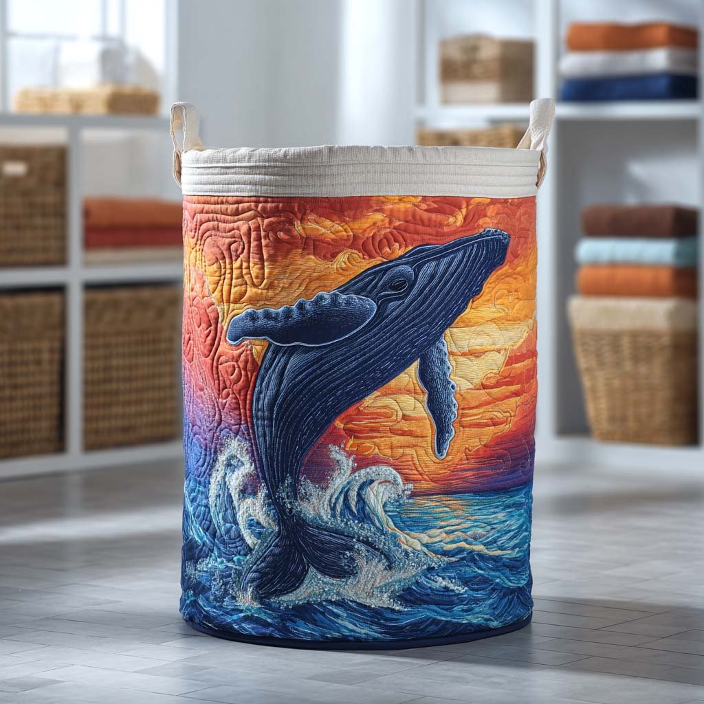 Splashing Whale Quilted Laundry Basket Fall Merch Pick
