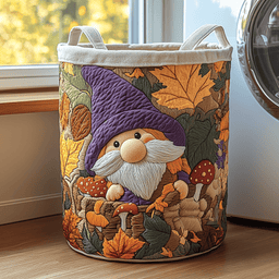 Leafy Gnome Quilted Laundry Basket Holiday Favorite Gift