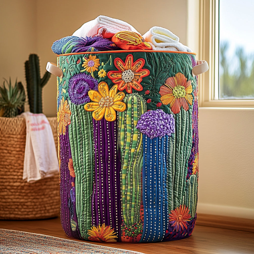 Sunrise Cactus Quilted Laundry Basket Father�s Day Merch Gift