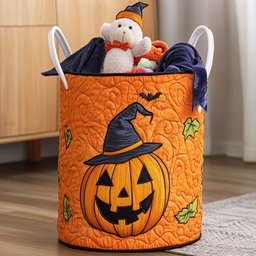 Pumpkin Patch Quilted Laundry Basket Merch For Mom