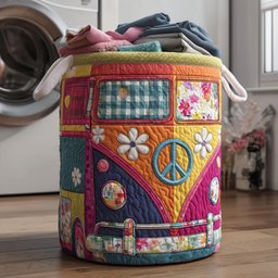 Hippie Van Quilted Laundry Basket Spring Merch Pick