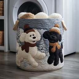 Poodle Couple Quilted Laundry Basket Birthday Merch Gift