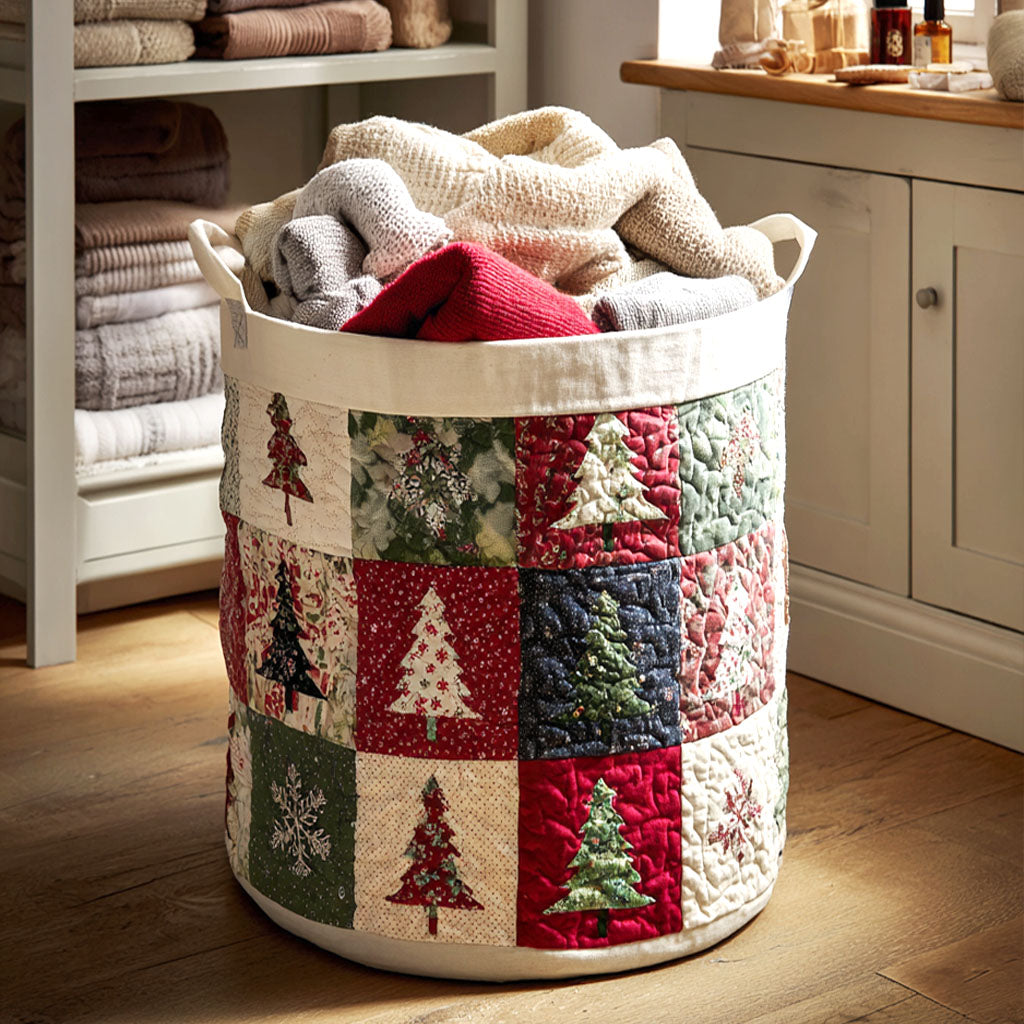 Holiday Quilt Pines Quilted Laundry Basket Unique Gift For Laundry Lovers