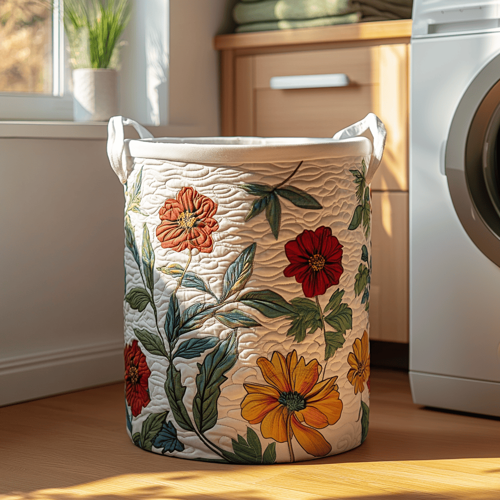 Petal Twist Quilted Laundry Basket Ideal Present For Newlyweds