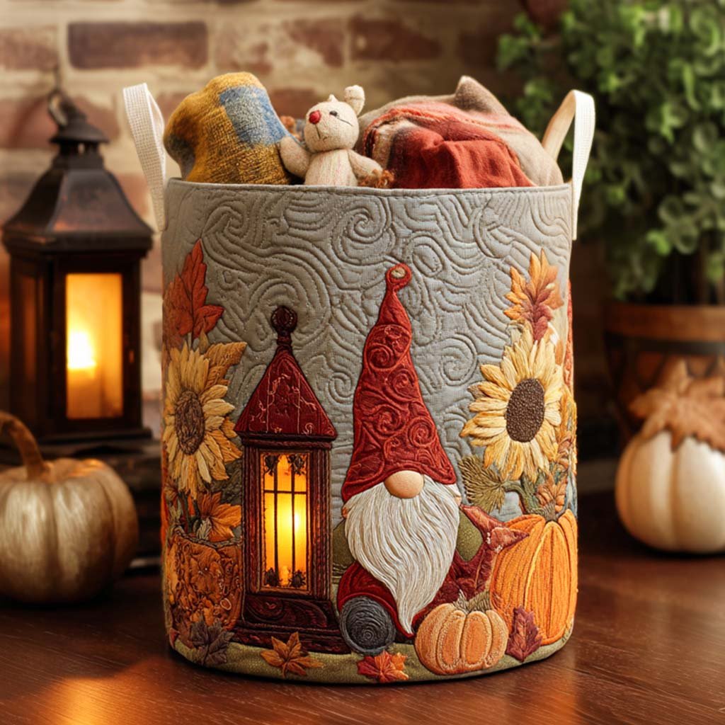 Pumpkin Gnome Life Quilted Laundry Basket Father�s Day Merch Gift