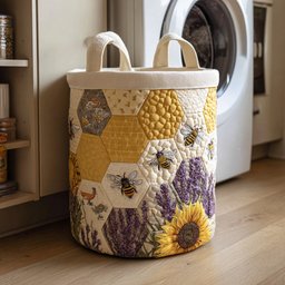Lavender Bee Quilted Laundry Basket Father�s Day Merch Gift