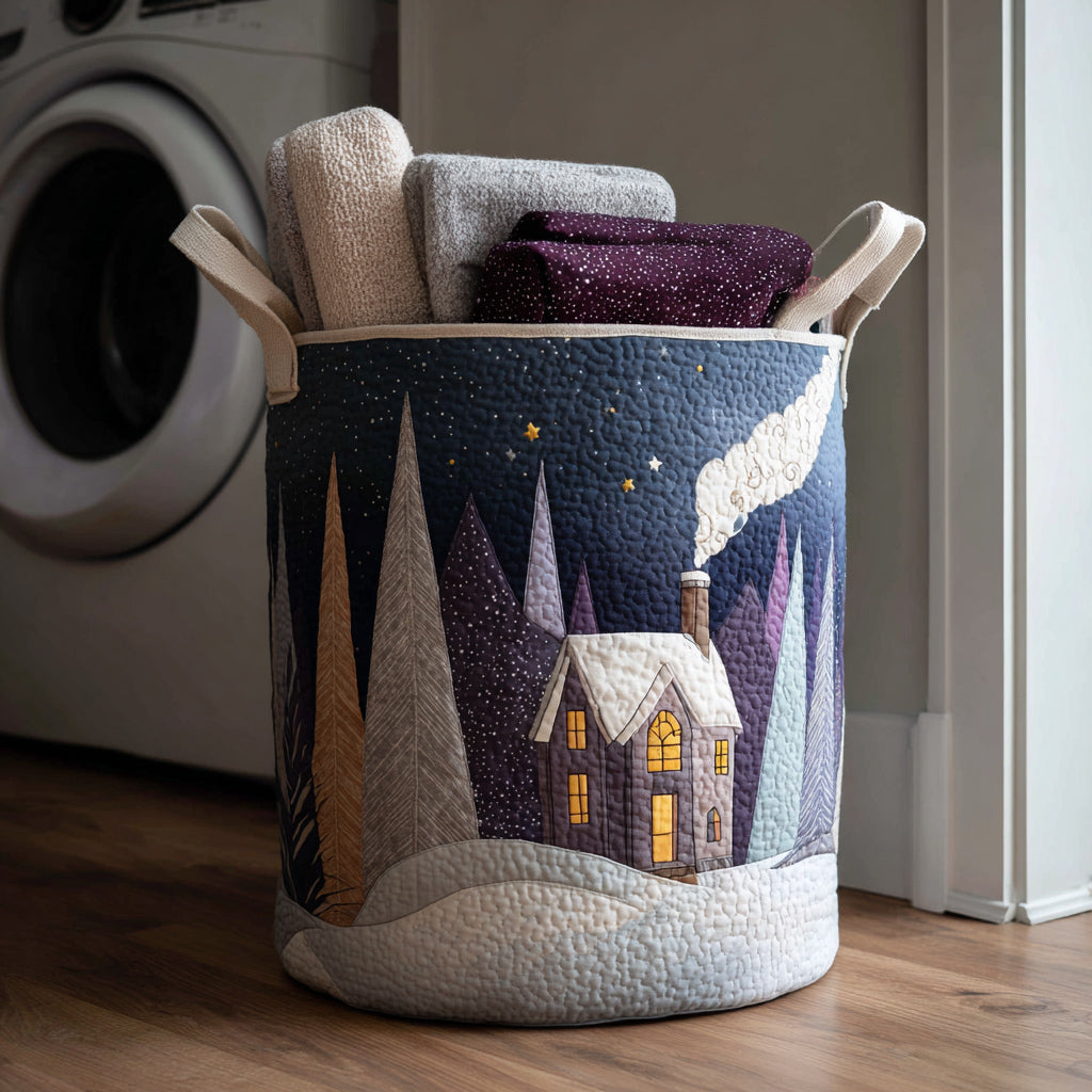 Winter Monastery Quilted Laundry Basket Winter Merch Essentials