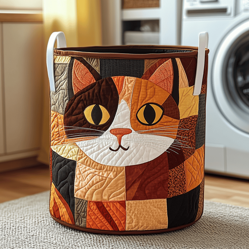Patchy Cat Quilted Laundry Basket Back To School Merch