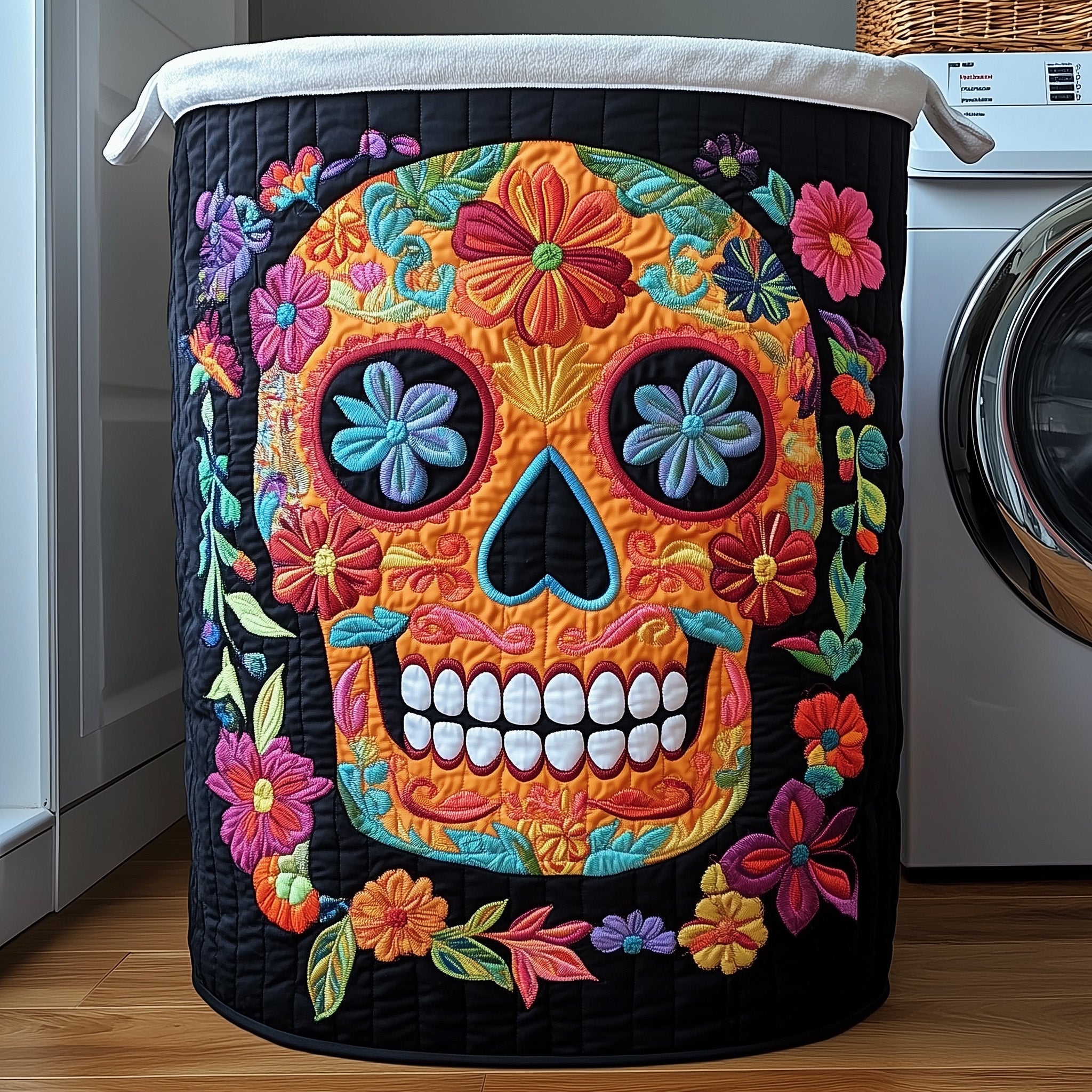 Fiesta Skull Quilted Laundry Basket Father�s Day Merch Gift