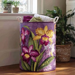 Midnight Petals Quilted Laundry Basket Easter Merch Gift