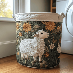 Fluffy Sheep Quilted Laundry Basket Merch For Home And Living