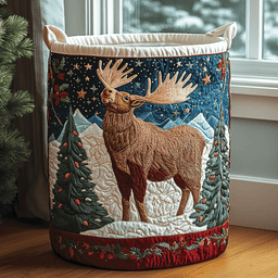 Moose Spirit Quilted Laundry Basket Valentine�s Day Merch Gift