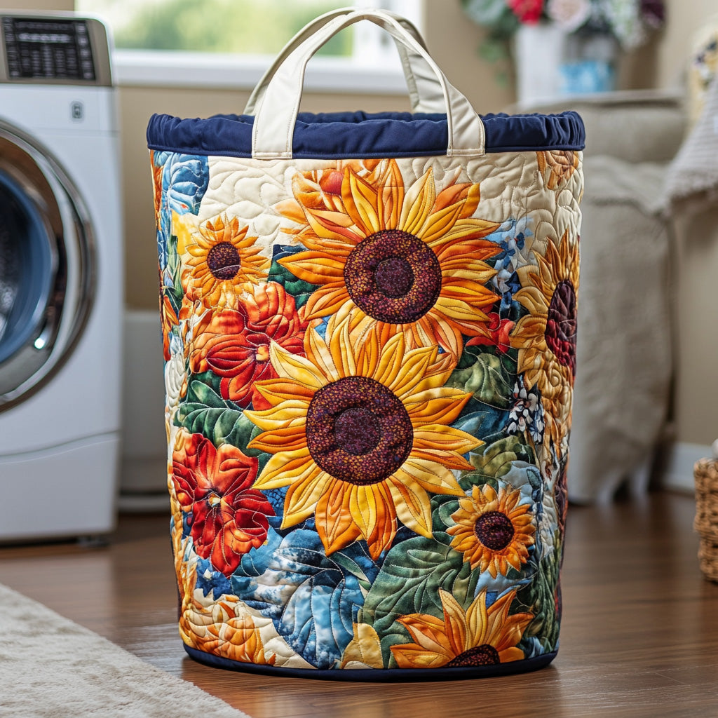 Meadow Gold Quilted Laundry Basket Merch For Family Time