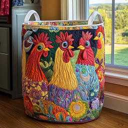 Rooster Parade Quilted Laundry Basket Great Idea For New Home