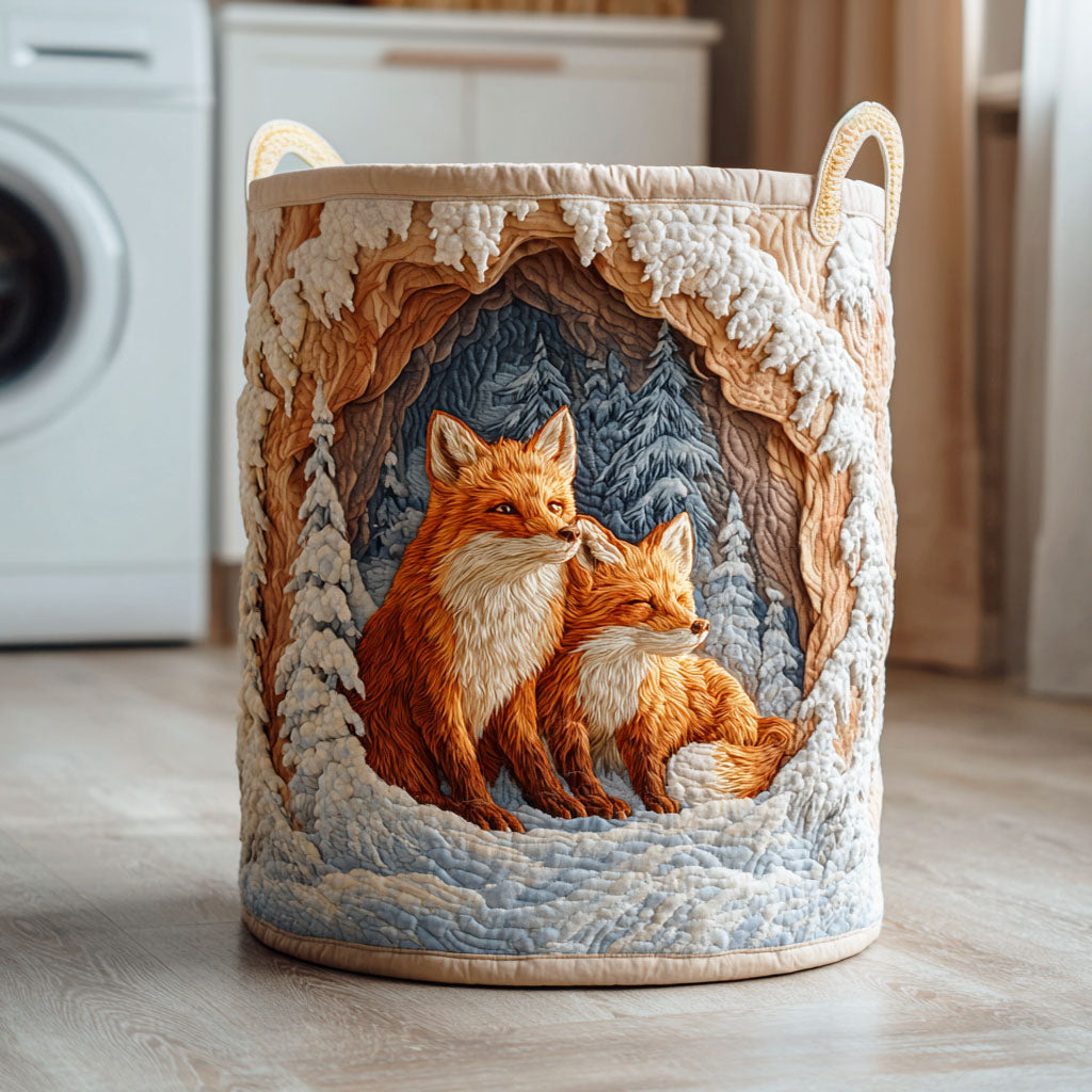 Frost Cave Fox Quilted Laundry Basket Perfect Gift For College Dorm