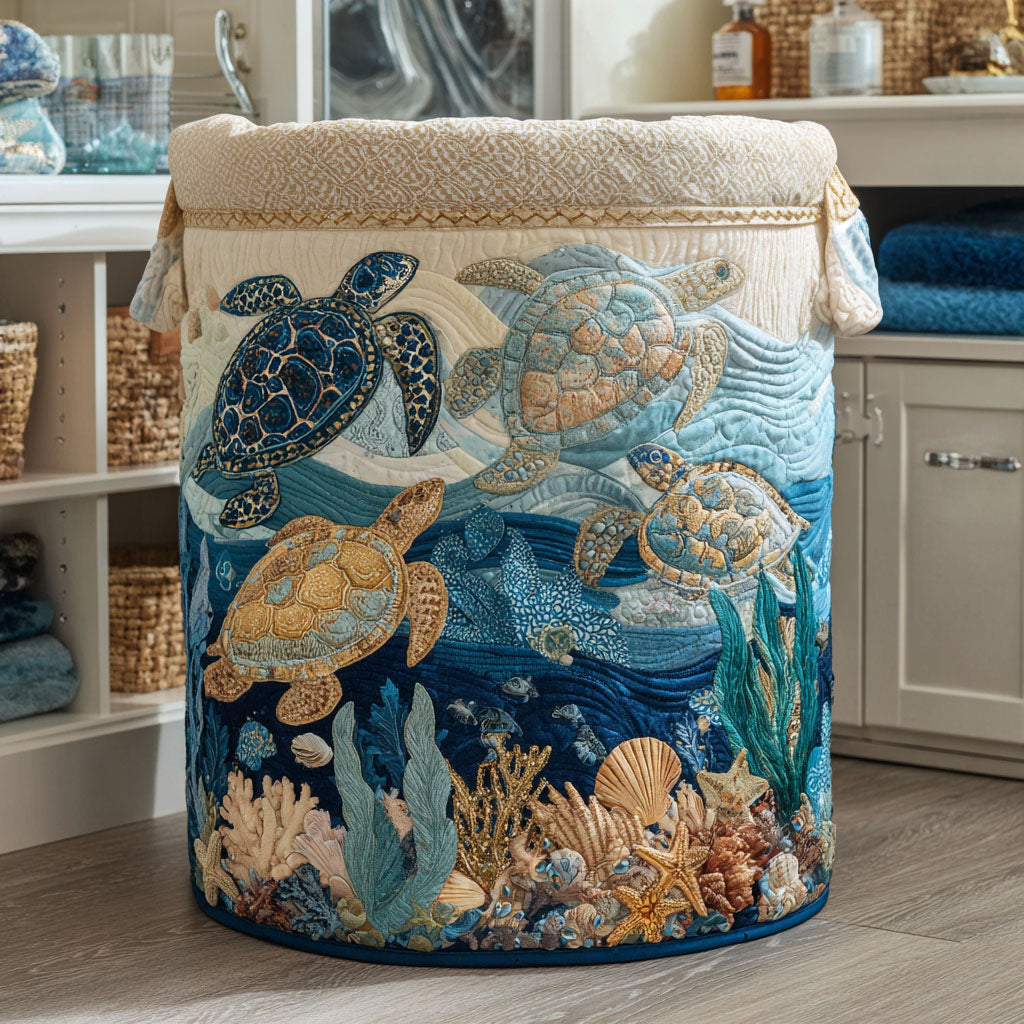 Shell Shine Quilted Laundry Basket . Anniversary Merch Gift