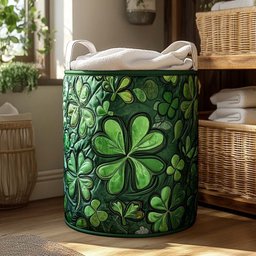 Shamrock Meadow Quilted Laundry Basket Valentine�s Day Merch Gift